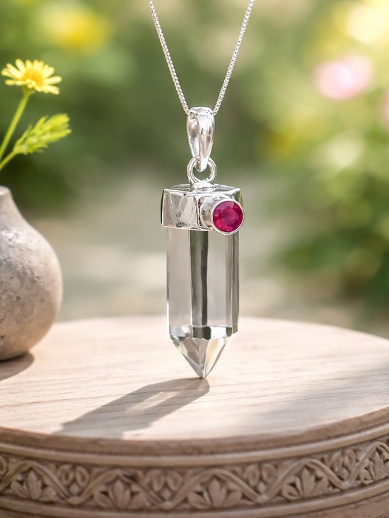 Robin's Nest Jewels Jewelry - White Quartz & Garnet Necklace